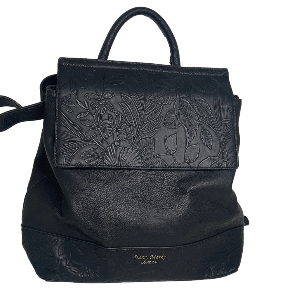 Darcy Marks London Black Leather Embossed Backpack